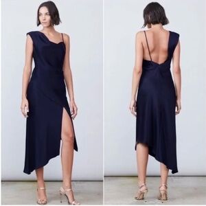 Allen Schwartz Everly Asymmetrical Dress in Navy